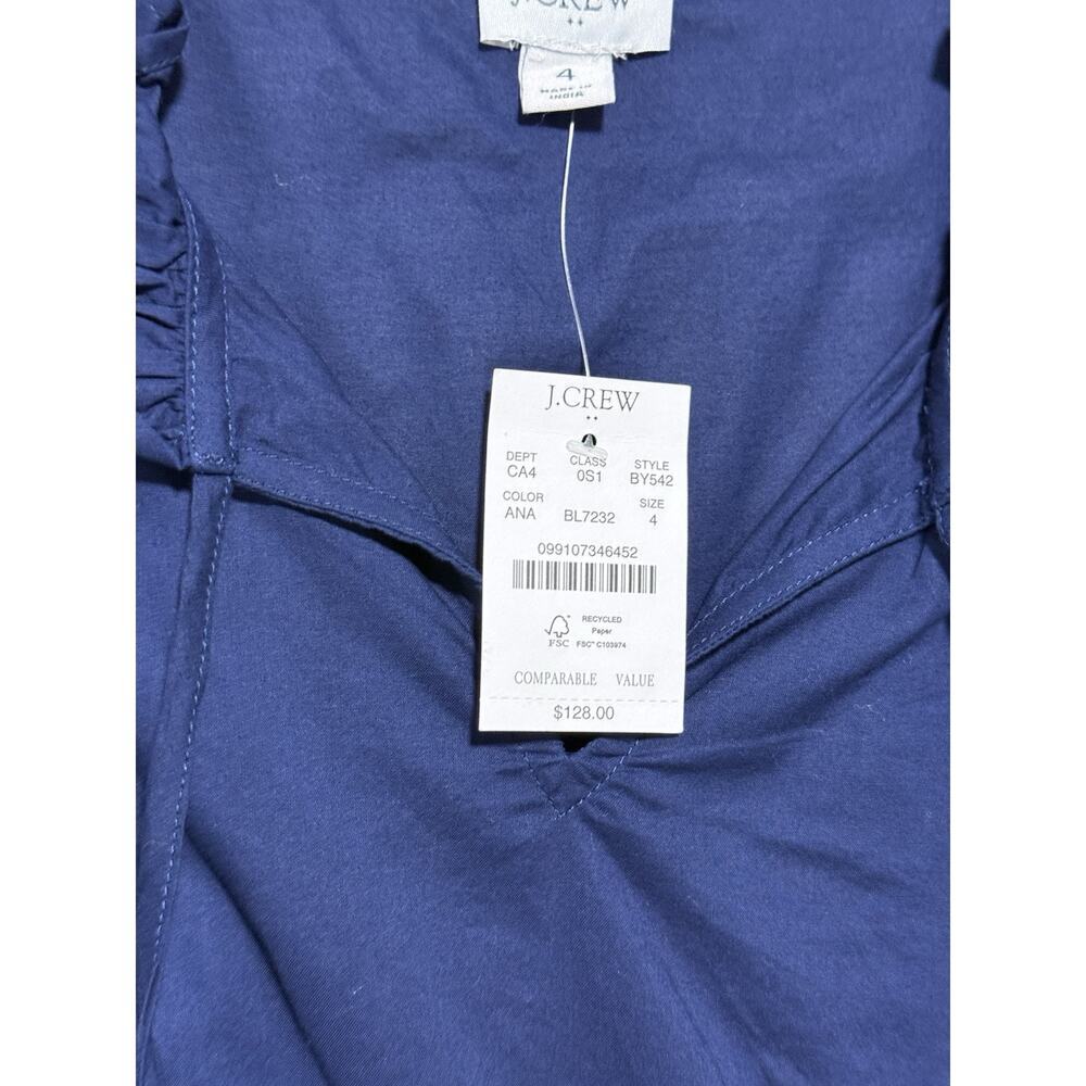 J.Crew Factory Midi Dress Size 4 Navy Tiered Fit & Flare NWT Tie-Neck Sleeveless - Picture 13 of 15